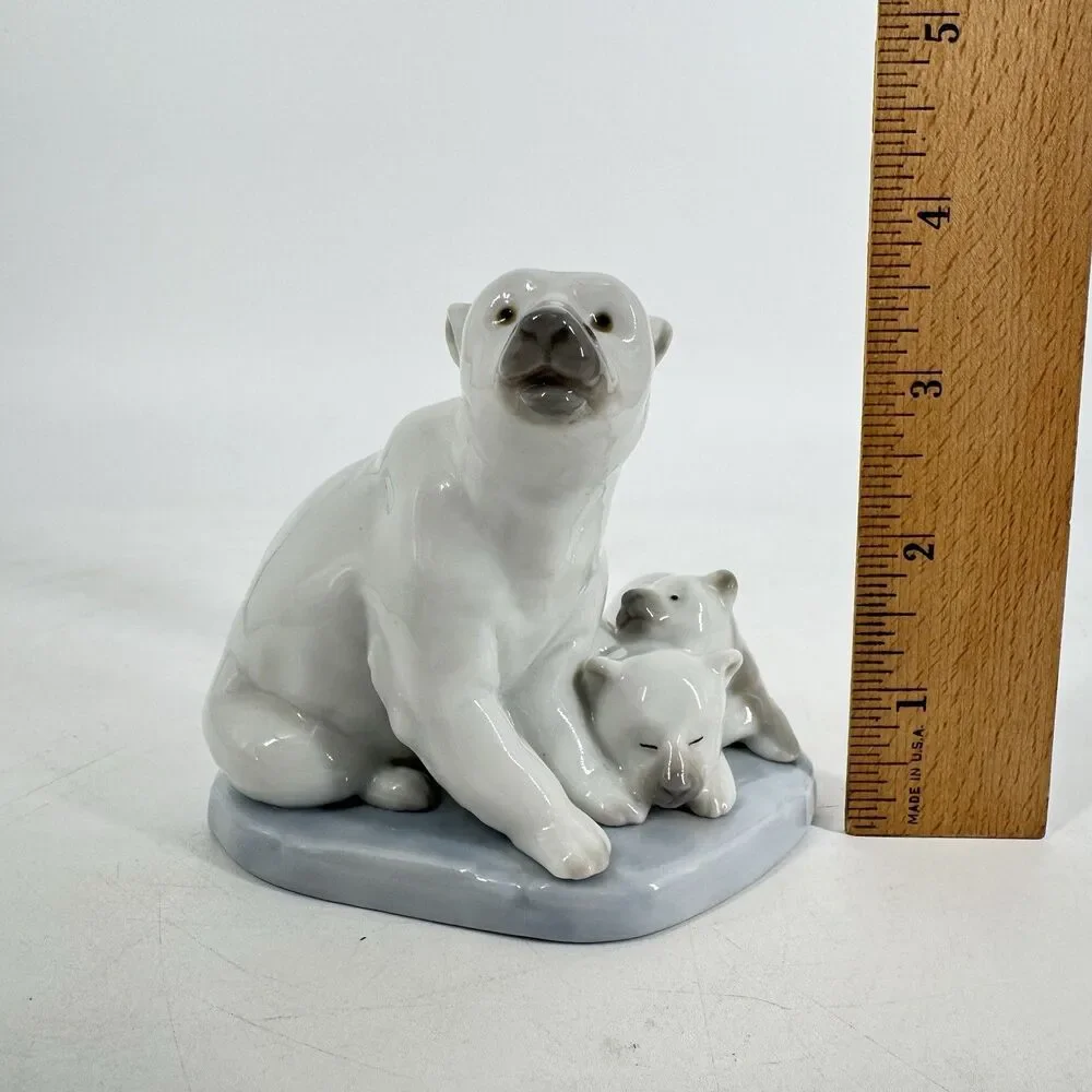 Lladro Polar Bear & Cubs Figurine Daisa 1986 Spain Mini Porcelain 3.5”